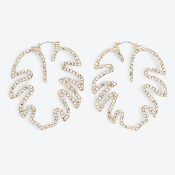 Express Pave Palm Leaf Chandelier Drop Earrings - Picture 1 of 5